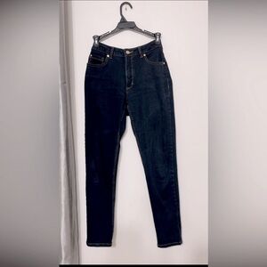 Women Dark denim skinny jeans women’s gold buttons